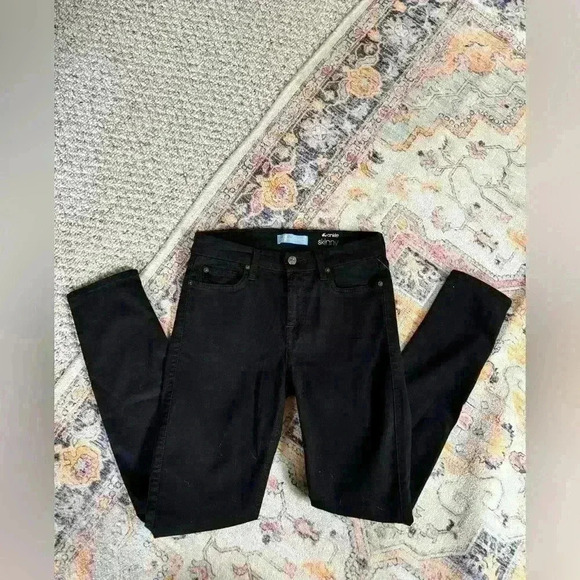 7 for All Mankind Blair Jeans The High Waist Ankle Skinny Jean Black  Size 28 - Picture 1 of 5